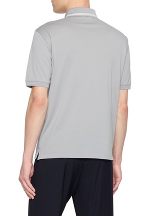 背面 - 点击放大 - HERNO - Contrast Stripe Collar Cotton Polo Shirt
