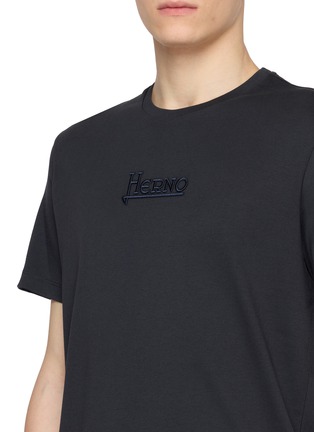  - HERNO - Logo Embroidered Cotton T-Shirt