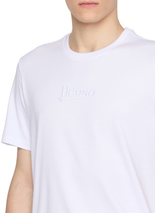  - HERNO - Logo Embroidered Cotton T-Shrirt