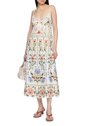 模特儿示范图 - 点击放大 - FARM RIO - Scalloped Edge Printed Midi Dress