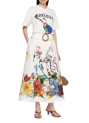 模特儿示范图 - 点击放大 - FARM RIO - Belted Printed Midi Skirt