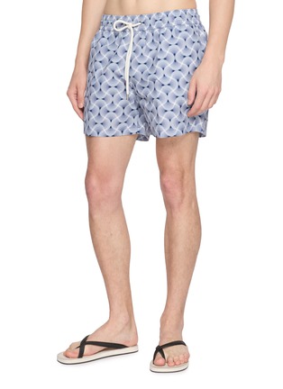 模特儿示范图 - 点击放大 - FRESCOBOL CARIOCA - Patterned Drawstring Swim Shorts