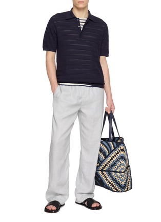 模特儿示范图 - 点击放大 - FRESCOBOL CARIOCA - Striped Knit Polo Shirt