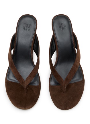 细节 - 点击放大 - PEDDER RED - Delaney 60 Suede Leather Wedge Thong Heeled Sandals