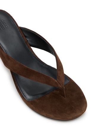 细节 - 点击放大 - PEDDER RED - Delaney 60 Suede Leather Wedge Thong Heeled Sandals