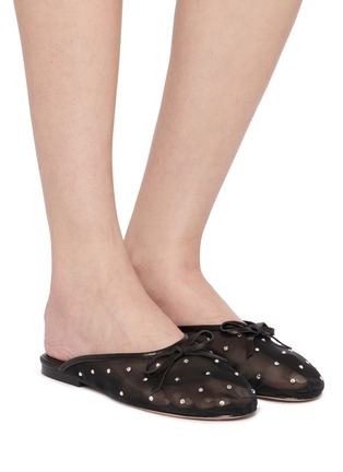 模特儿示范图 - 点击放大 - PEDDER RED - Rushelle Rhinestone Embellished Mesh Mules