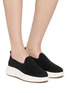 模特儿示范图 - 点击放大 - PEDDER RED - Dakota Rhinestone Embellished Knit Flats