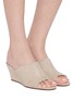 模特儿示范图 - 点击放大 - PEDDER RED - Dallas 60 Suede Leather Wedge Heeled Sandals