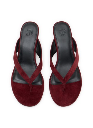 细节 - 点击放大 - PEDDER RED - Delaney 60 Suede Leather Wedge Thong Heeled Sandals