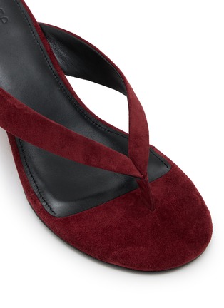 细节 - 点击放大 - PEDDER RED - Delaney 60 Suede Leather Wedge Thong Heeled Sandals