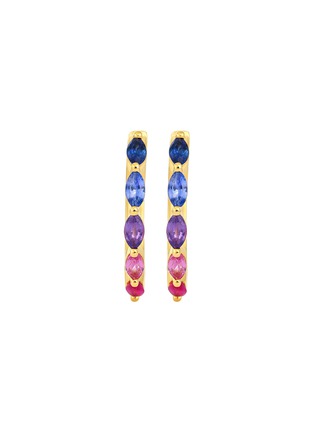 细节 - 点击放大 - LC COLLECTION JEWELLERY - 18K Gold Multi Sapphire Ruby Hoop Earrings