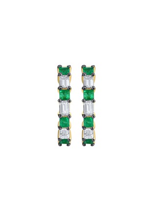 细节 - 点击放大 - LC COLLECTION JEWELLERY - 18K Gold Diamond Emerald Hoop Earrings