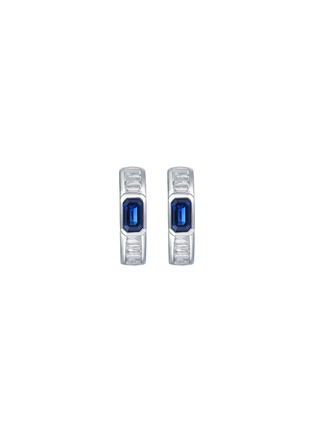 细节 - 点击放大 - LC COLLECTION JEWELLERY - 18K White Gold Diamond Blue Sapphire Hoop Earrings