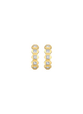 细节 - 点击放大 - LC COLLECTION JEWELLERY - 18K Gold Princess Cut Diamond Hoop Earrings