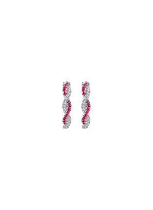 细节 - 点击放大 - LC COLLECTION JEWELLERY - 18K White Gold Diamond Ruby Hoop Earrings