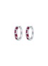 首图 - 点击放大 - LC COLLECTION JEWELLERY - Geometric 18K White Gold Diamond Ruby Hoop Earrings