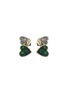 首图 - 点击放大 - LC COLLECTION JEWELLERY - Double Heart 14K Gold Diamond Emerald Earrings