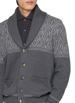  - BRUNELLO CUCINELLI - 青果领拼接针织开衫