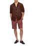 模特儿示范图 - 点击放大 - PIACENZA 1733 - Short Sleeve Crochet Button Up Cotton Shirt
