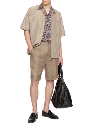 模特儿示范图 - 点击放大 - TOMORROWLAND - Batik Print Open-Collar Short Sleeve Shirt