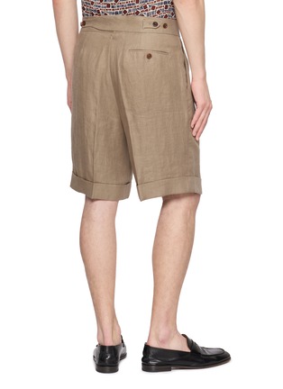 背面 - 点击放大 - TOMORROWLAND - Back Belt Pleated Linen Shorts