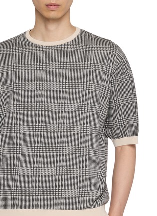  - TOMORROWLAND - Checked Contrast-Rib Half-Sleeve Knit Tee