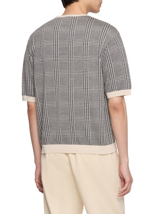 背面 - 点击放大 - TOMORROWLAND - Checked Contrast-Rib Half-Sleeve Knit Tee