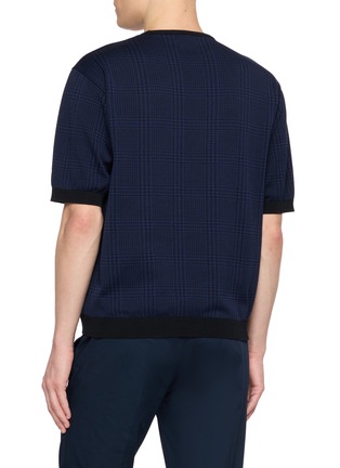 背面 - 点击放大 - TOMORROWLAND - Checked Contrast-Rib Half-Sleeve Knit Tee