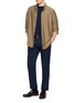模特儿示范图 - 点击放大 - TOMORROWLAND - Checked Contrast-Rib Half-Sleeve Knit Tee