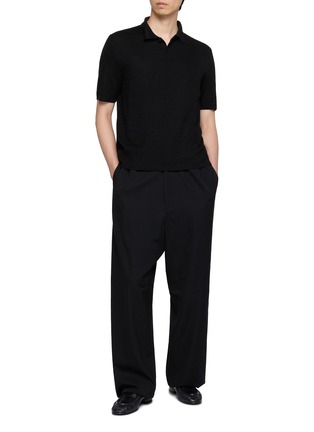 模特儿示范图 - 点击放大 - THE ROW - Ravi Short Sleeve Melanged Polo Shirt