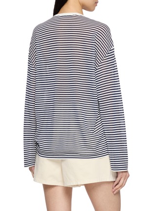 背面 - 点击放大 - MO&CO. - Long Sleeve Lace Up Striped Top