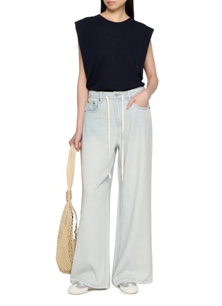 模特儿示范图 - 点击放大 - MO&CO. - Drawstring Waistband Wide Leg Jeans