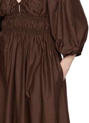 - MATTEAU - Shirred Plunge Cotton Midi Dress
