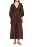 首图 - 点击放大 - MATTEAU - Shirred Plunge Cotton Midi Dress