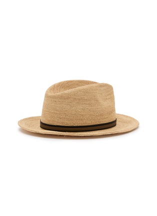 模特儿示范图 - 点击放大 - BORSALINO - Striped Ribbon Trim Raffia Hat