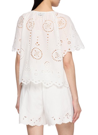 背面 - 点击放大 - MATTEAU - Short Sleeve Floral Broderie Cotton Blouse
