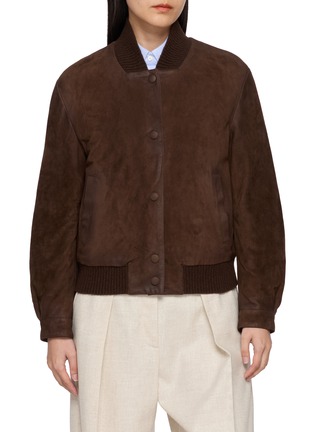 Valstar | Single Breasted Vintage Suede Leather Cropped Bomber Jacket