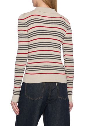 背面 - 点击放大 - THE ELDER STATESMAN - Libeccio Stripe Ribbed Knit Polo Top