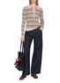 模特儿示范图 - 点击放大 - THE ELDER STATESMAN - Libeccio Stripe Ribbed Knit Polo Top