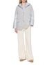 模特儿示范图 - 点击放大 - HERNO - Hybrid Knit Hooded Zip-Up Coat
