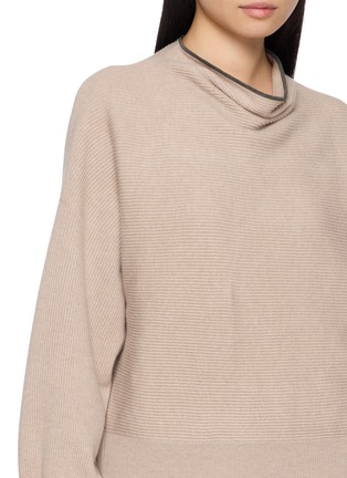  - BRUNELLO CUCINELLI - 垂领珠饰边针织上衣