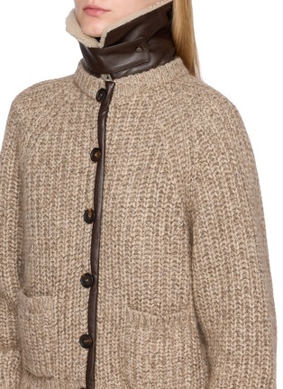  - BRUNELLO CUCINELLI - 毛绒翻领皮饰开衫
