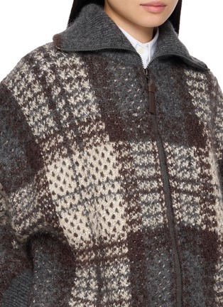  - BRUNELLO CUCINELLI - 高领格纹拉链针织开衫