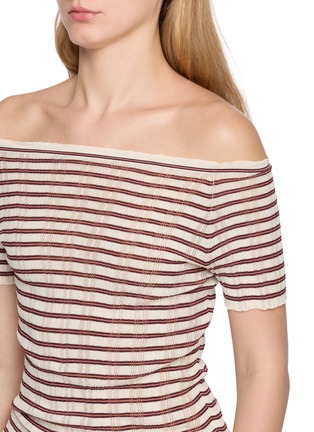  - EDITION - Striped Off Shoulder Knitted Top