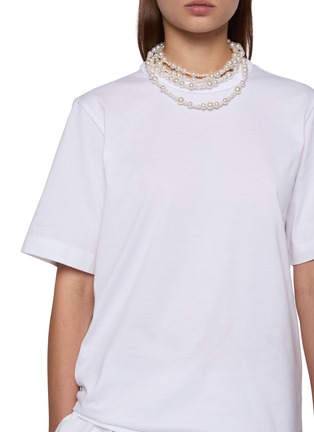  - CARVEN - 后系带仿珍珠装饰短袖 T 恤