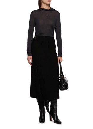 模特儿示范图 - 点击放大 - CARVEN - Fringed Knit Midi Skirt
