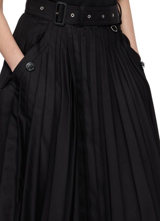  - SACAI - 腰带饰百褶中长半身裙