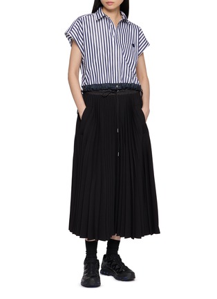 模特儿示范图 - 点击放大 - SACAI - 条纹短袖衬衫