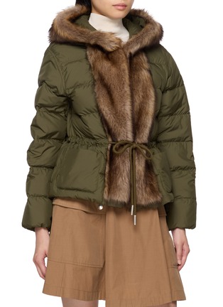 细节 - 点击放大 - MONCLER - 毛领连帽抽绳夹克
