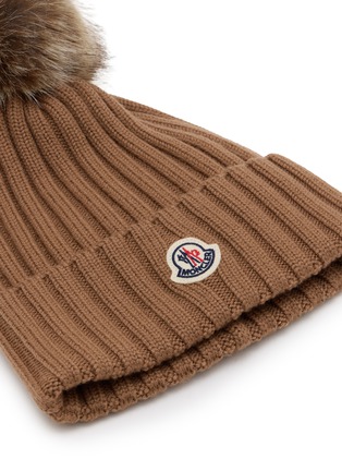 细节 - 点击放大 - MONCLER - LOGO 饰罗纹针织帽